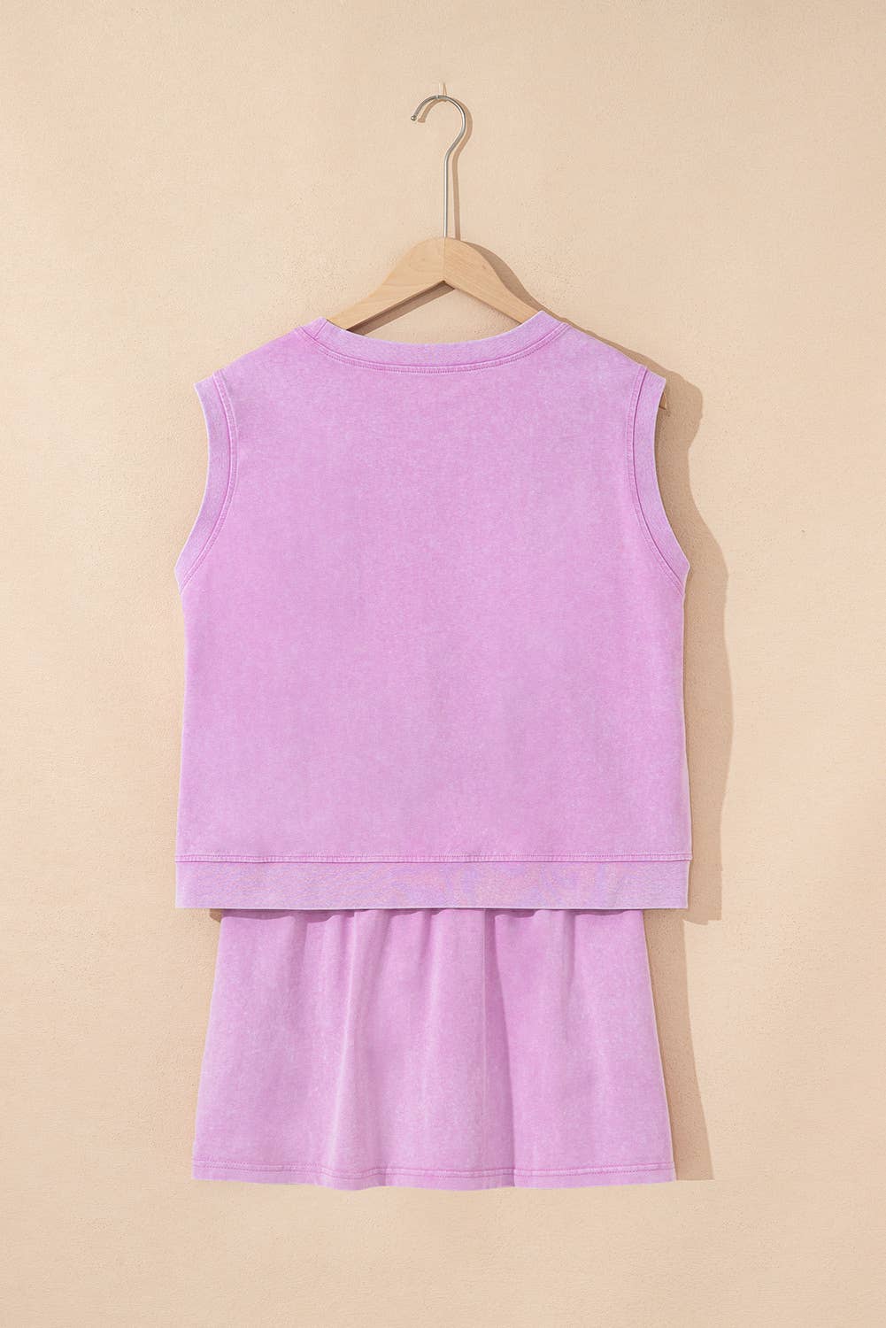 Purple Mineral Wash Cotton Tank Top and Skirt Set
