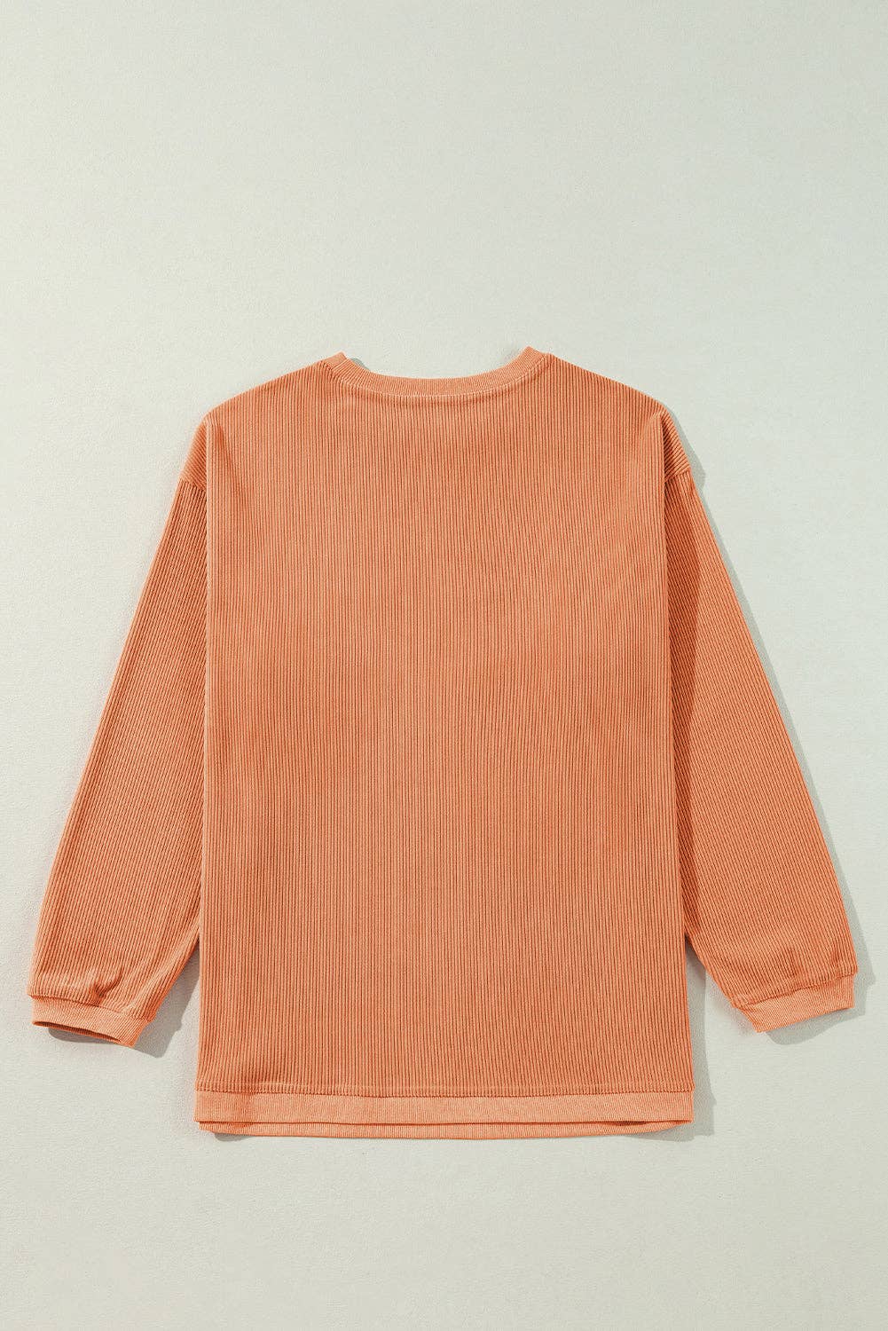 Orange Thankful Ribbed Crew Neck Thanksgiving Sweatshirt