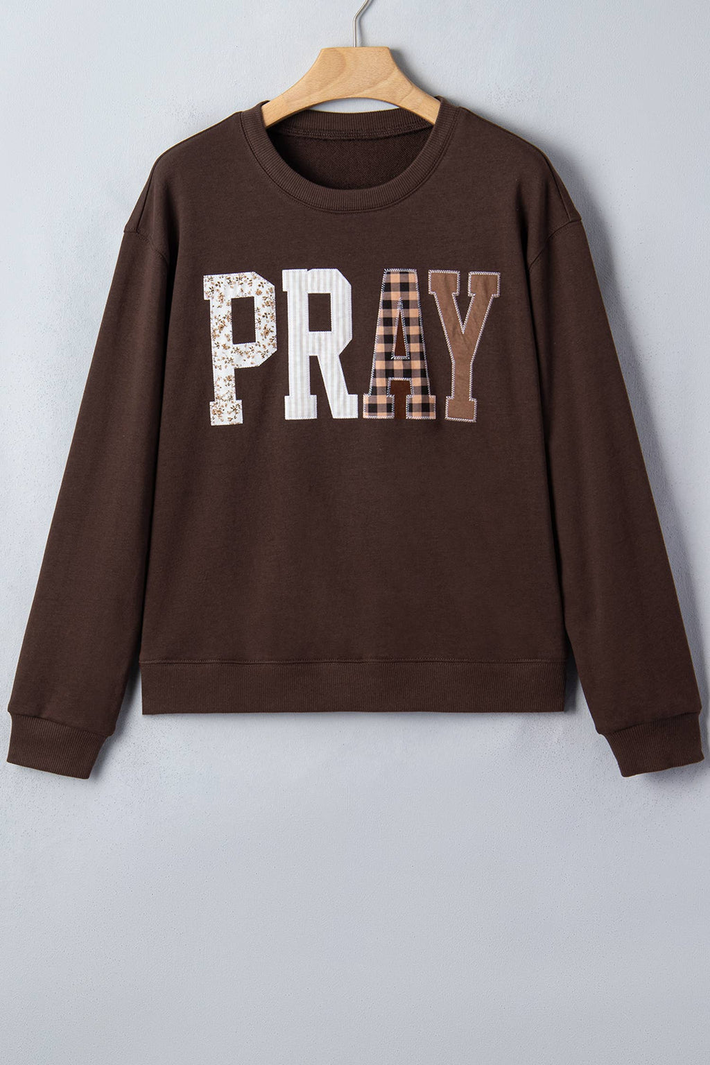 Striped PRAY Embroidered Patch Western Sweatshirt | S-4X