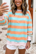 LDC Colorblock Striped Patchwork Shift Pullover Blouse