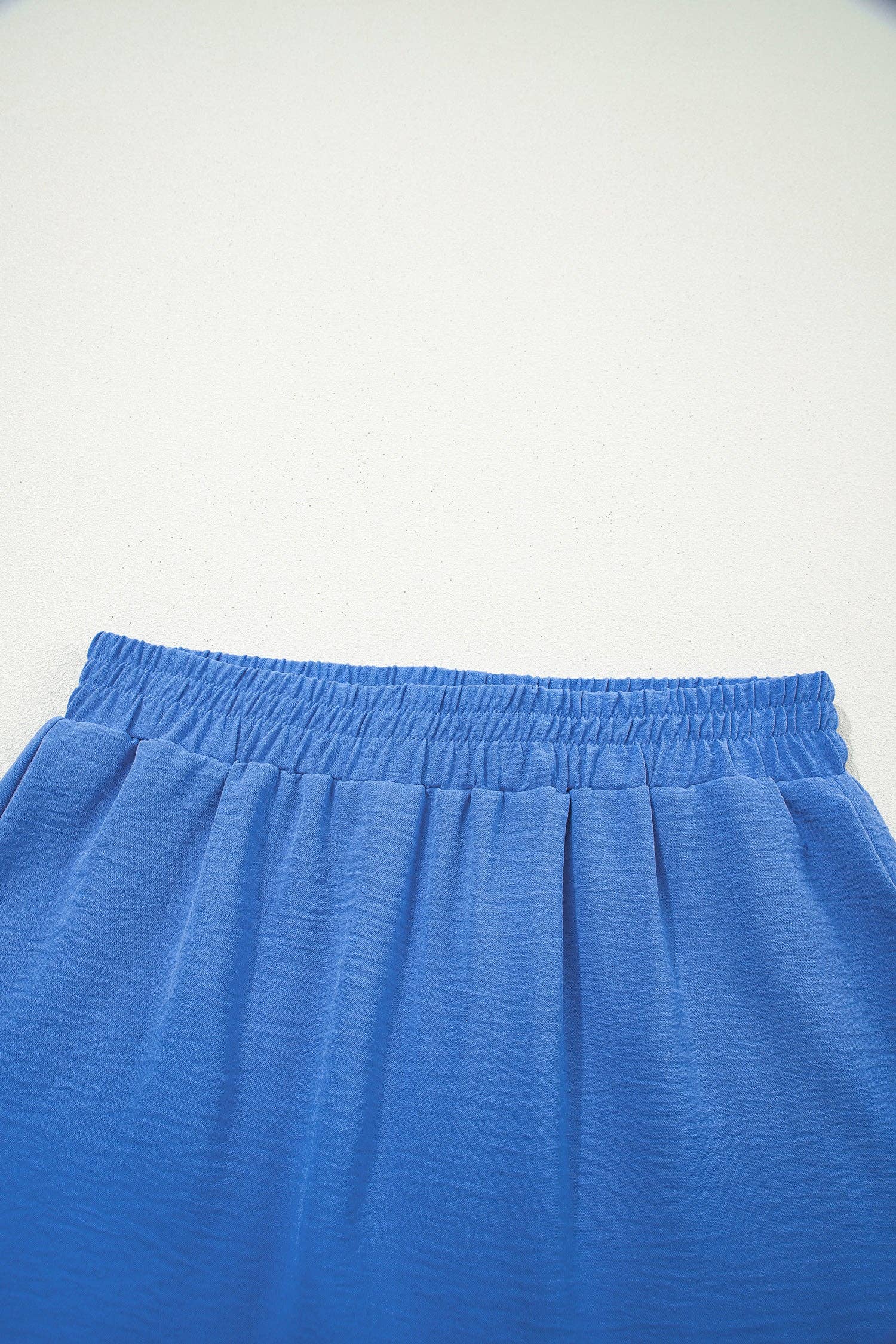 Sky Blue Solid Color Elastic Waist Casual Skort
