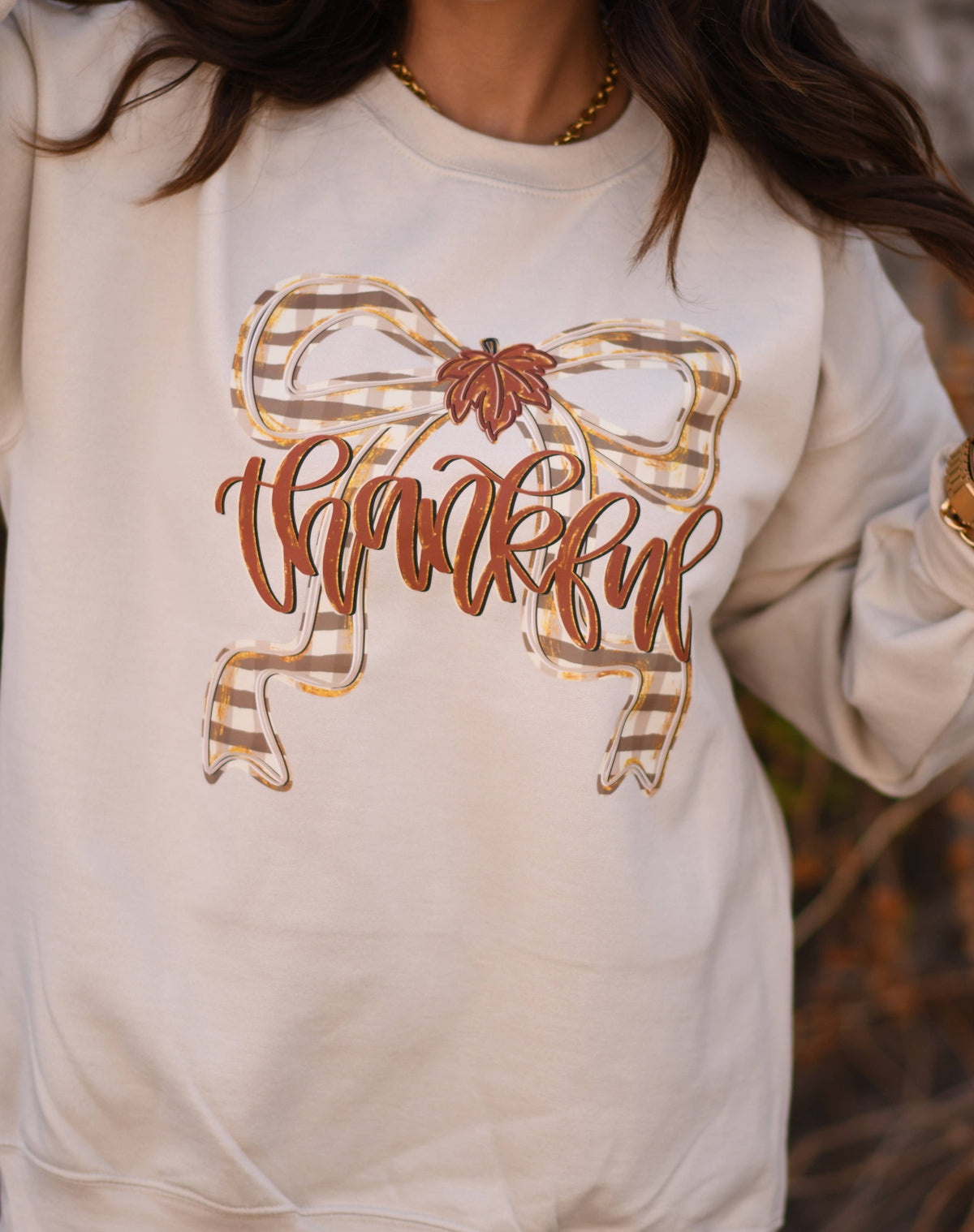 Thankful Plaid Bow Tee / Sweatshirt