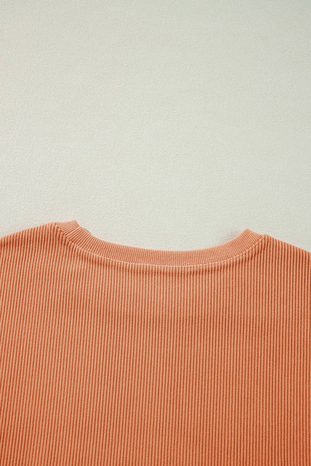 Orange Thankful Ribbed Crew Neck Thanksgiving Sweatshirt