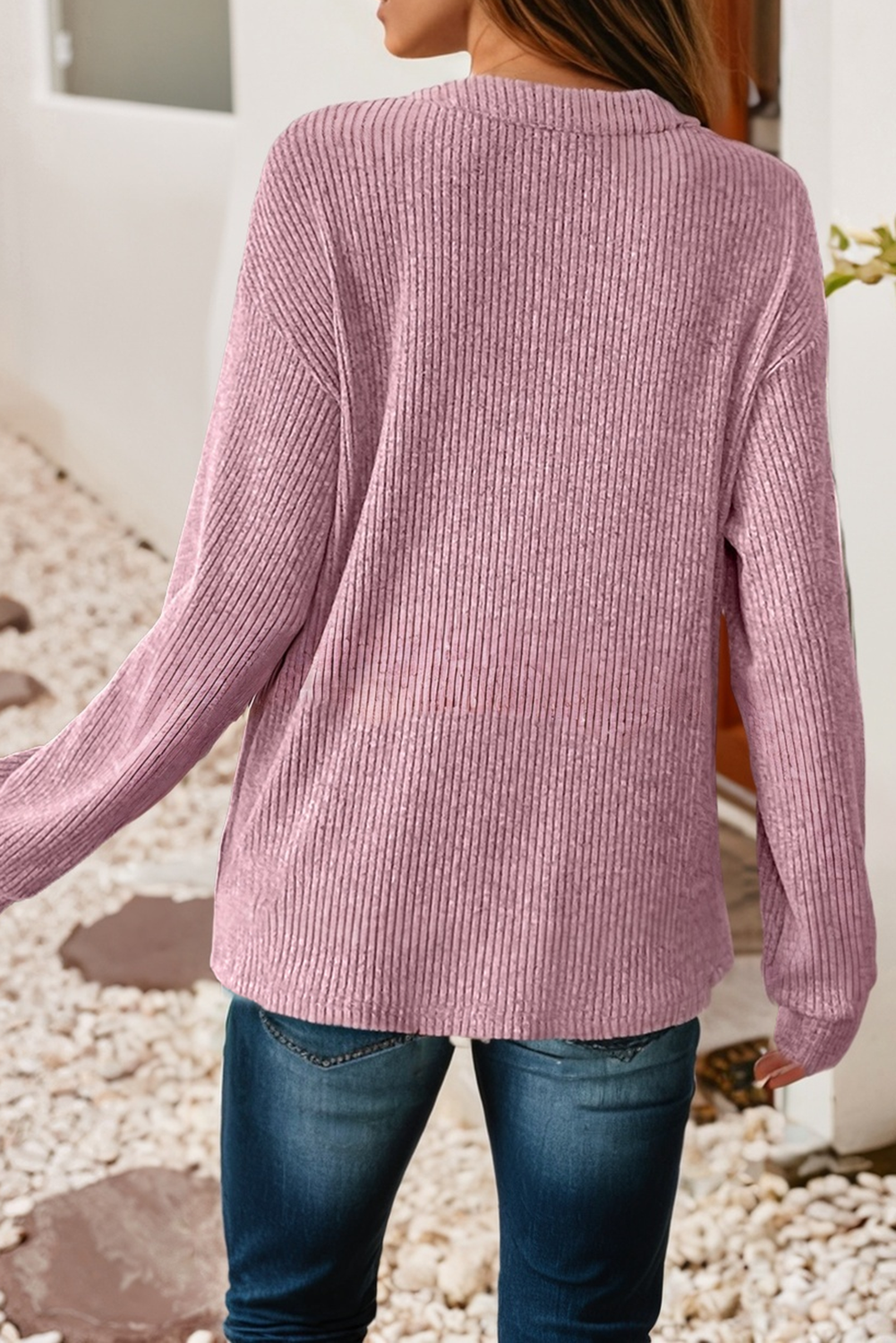 LDC Spring 2026 Ribbed Texture Drop Shoulder Henley Top