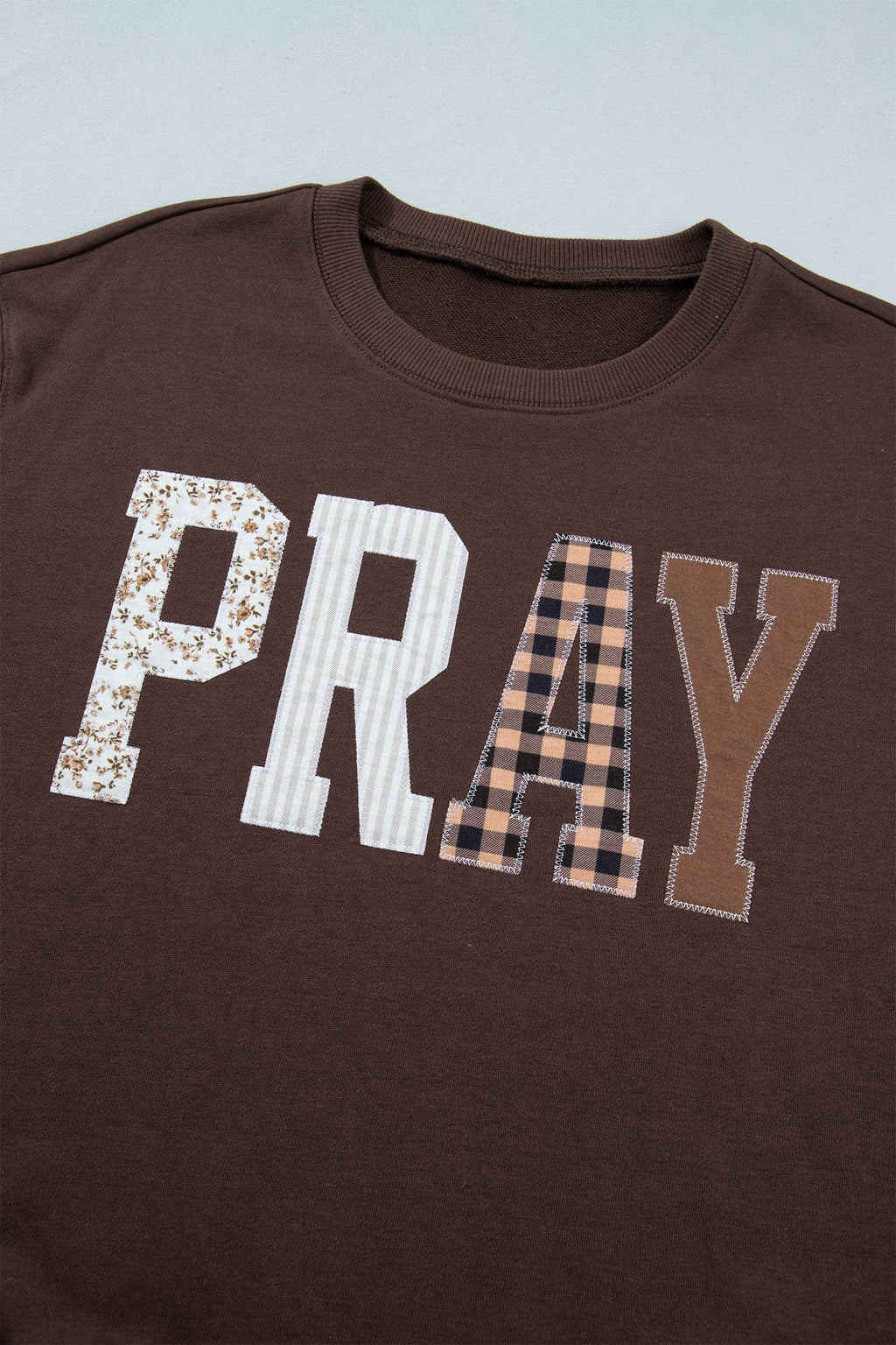 Striped PRAY Embroidered Patch Western Sweatshirt | S-4X
