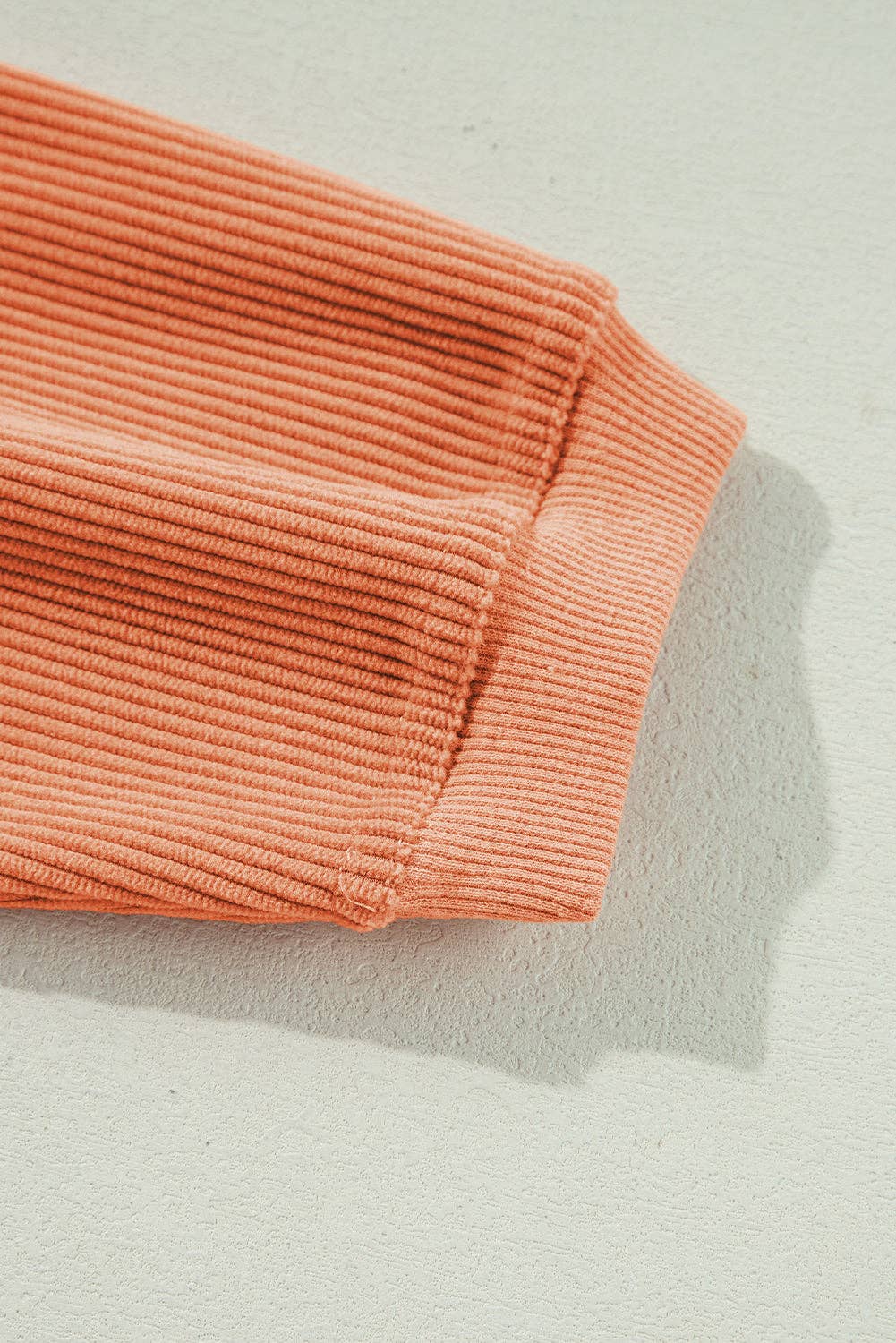 Orange Thankful Ribbed Crew Neck Thanksgiving Sweatshirt