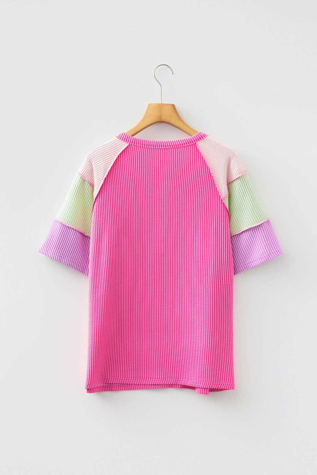 Twisted Rib Color Block Henley Top