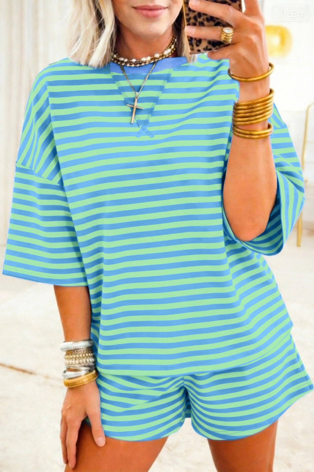 Aqua Stripe Set