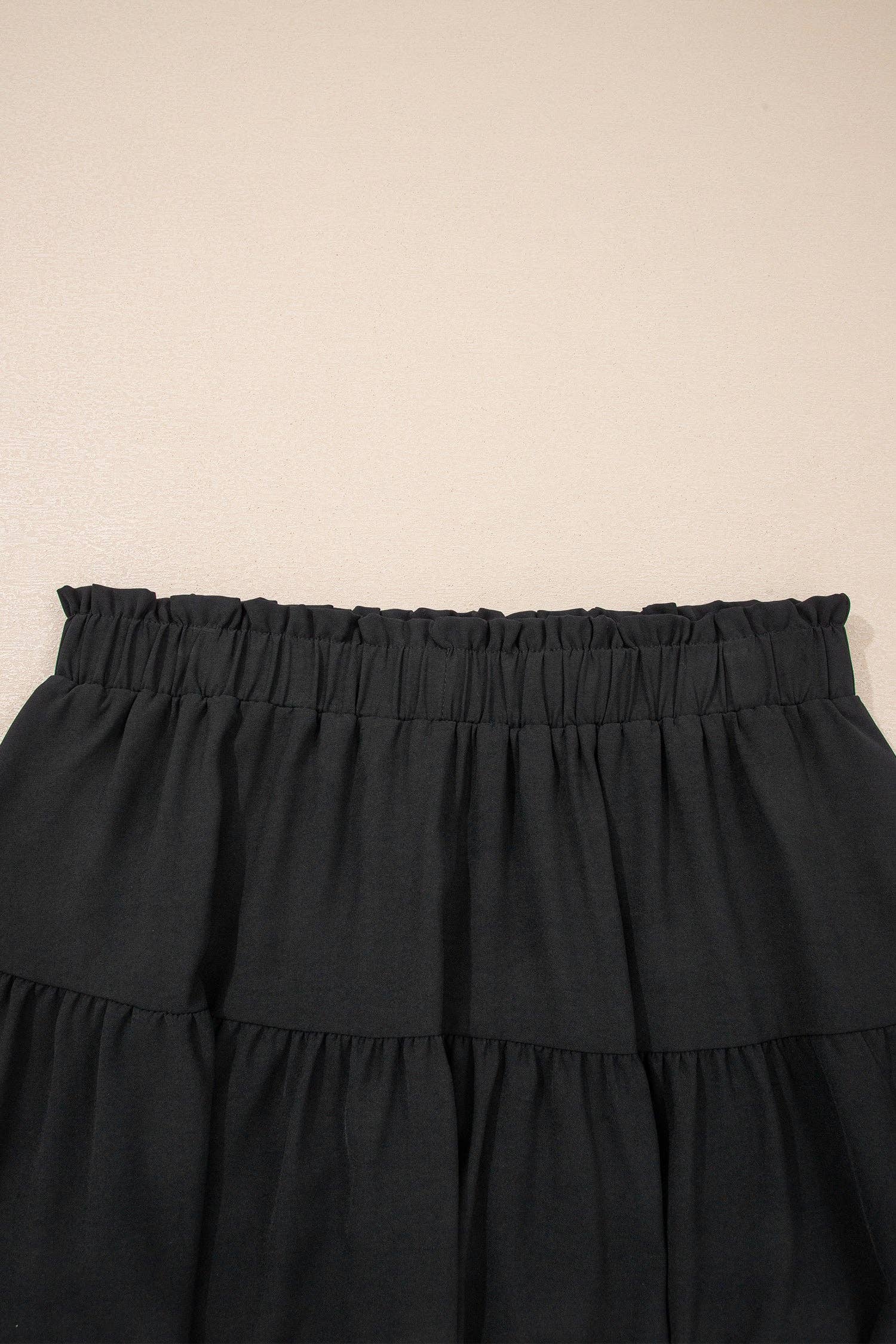 Plus Size Frilled Elastic Waist Lace Trim Boho Ruffled Shorts