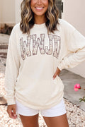 LDC WWJD Camo Letter Printed Long Sleeve Top